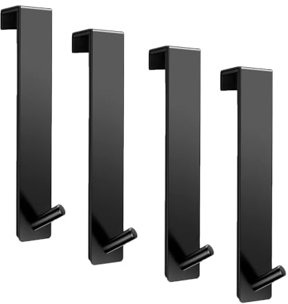 ARTOYS Edelstahl Türhaken zum Einhängen, 1,5 cm, 4 Stück, mit Schaumstoff-Schutz, ohne Bohren, für Kleidung, Tür-Garderobe