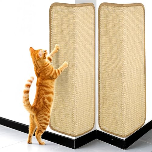 Zocipro 2 Stück Kratzmatte Katze, 50 x 25 cm Kratzwand für Katzen | Eckenschutz Katze, Sisal Katzen Kratzmatte zum Kleben, Katzenkratzbretter für Sofa Möbel Tür Kratzschutz,Beige