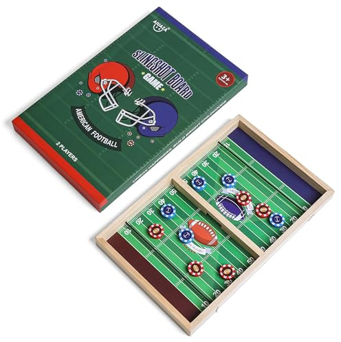 AIUAZA Rugby Fast Classic Slingshot Puck Spiel Holz Air Hockey Brettspiele für Familienspiel Nacht oder Freunde Party, Tischspiele für Erwachsene und Kinder, 2-Spieler (mittlere Größe)