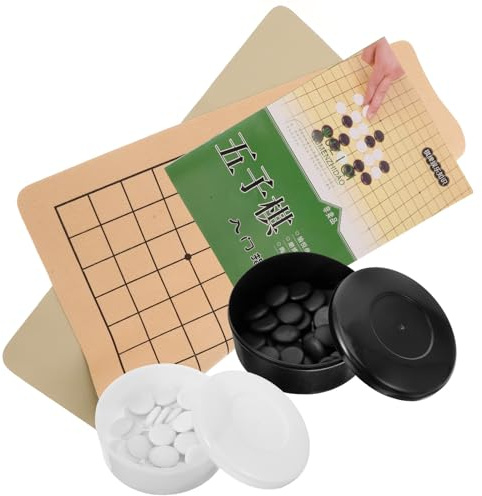 Parliky Go Chess Go Spiel Tragbar Holzspielbrett Schwarz weiß Steine Abgerundete Kanten Sicher Lernspielzeug für Anfänger und Indoor Outdoor Nutzung