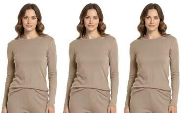 3er Set Damen Unterhemd Thermo Langarm Shirt 257