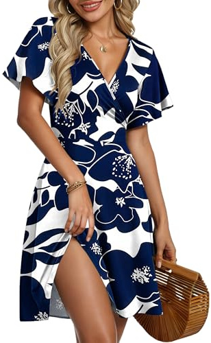AUSELILY Summer V-Neck Floral Dress