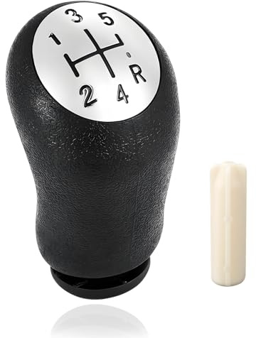 5-Gang Schaltknauf, Lever Gear Shifter Knob mit Adapter | Auto Schalthebel PU-Leder Schalthebel, für Clio 3 Clio 4 Megane 2 Scenic 2 Laguna 2 Kangoo (Schwarz)