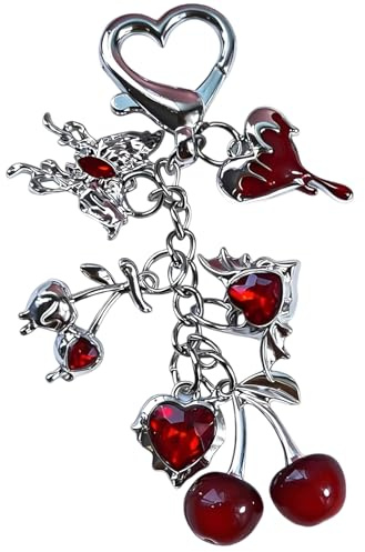OuryTech Bag Charms, Porte-clés Cerise Rouge pour Sac Style Y2K
