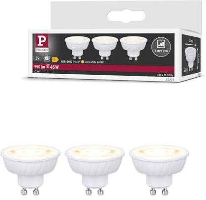 Paulmann Standard 230V LED Reflektor GU10 Flat 37 mm 3x550lm 3x4,9W 2700K dimmbar Signalweiß 29271