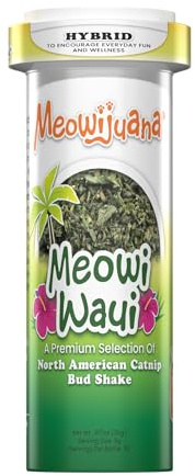 Meowijuana Meowi-Waui | Bud Shake and Catnip Blend | Large Bottle High Potency Blend | Premium Hand Harvested North American Catnip