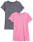 Amazon Essentials Damen Active Quick Dry Tech Stretch Kurzarm-T-Shirt mit Rundhalsausschnitt (in Übergröße erhältlich), 2er-Pack, Himbeere Space-dye/Kohlegrau Space-dye, S
