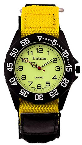 Entino Unisex-Sport-Armbanduhr Analoganzeige Japanisches Quarzwerk mit schwarzem Nylonband, E-NTS (Gelb)
