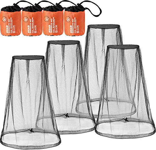 HESTYA 4 Pack Mosquito Head Net Face Mesh,Black