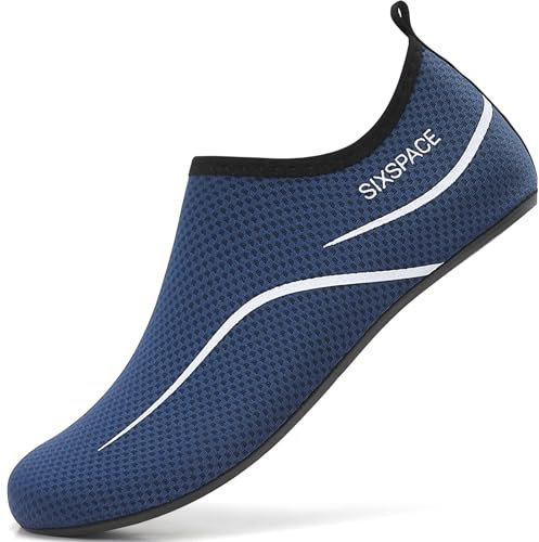 Sixspace Damen Herren Badeschuhe Wasserschuhe Schwimmschuhe Männer Frauen Strandschuhe Barfußschuhe für Strand,Pool,Meer,Wassersport,Tauchen,Surfen,Aqua Cycling(Dunkelblau 43 EU)