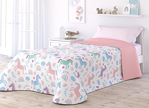 Victorio & Lucchino Colcha Infantil de Verano y Primavera. Ligera Colcha cubrecama de Microfibra. (Unicornio, Cama 105cm)