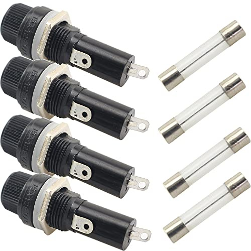 6 x 30mm Fuse Holder BLLNDX 4PCS 6mmx30mm AC 250V 10A / AC 125V 15A Electrical Panel Mount Screw Cap Type Fuse Holders