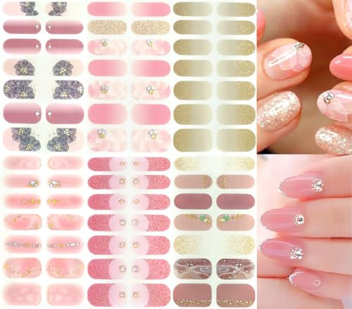 NAILDOKI Nail Stickers 6 Sheets x 14Pieces Full Wraps Nail Polish Strips, Self-Adhesive Gel Nail Art Decals for Women Girls