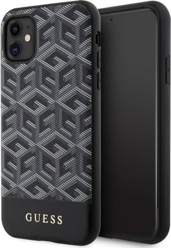 Guess GUHMN61HGCFSEK Aesthetic Phone Case for iPhone 11 / Xr 6.1 Inch, Black Hard Case GCube Stripes