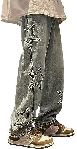 XKBHYD Baggy Jeans Damen High Waist Y2K Boyfriend Jeanshose mit Gummizug