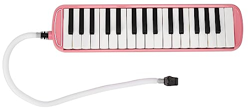 Melodica mit 32 Tasten, Tragbares, Leichtes Blasinstrument für die Musikalische Ausbildung von Anfängern mit Mundstück und Schlauch (Rosa)