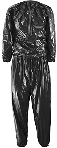 Strapazierfähiger Fitness-Sauna-Anzug zur Gewichtsabnahme, ganzer Körper, reißfest, PVC, für Männer und Frauen, Workout, Fitness, Gewichtsverlust, reißfest, Sauna-Anzug (Silber XL) (Schwarz XXL)