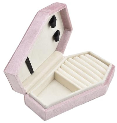 Sarg-Samt-Schmuck-Aufbewahrungsbox, leicht, Halloween-Schmuckschatulle, Ohrringe, Ringe, Halskettenhalter, Präsentationsbox, Sarg-Ringe, Halskette, Gothic-Dekoration