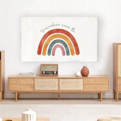 BMOZRM Elastischer Vollständiger TV-Abdeckungsschutz, LCD-LED-TV-Gehäuse for Bewegliche Fernseher, Weiche Malerei, TV-Abdeckung (Color : Rainbow, Size : 46-55 inch)