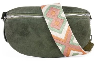 lePelou Bauchtasche aus Veloursleder, Wildleder Bauchtasche, Festival Tasche, Cross Body Tasche, Gürteltasche, Geschenk (Khaki 3, L)