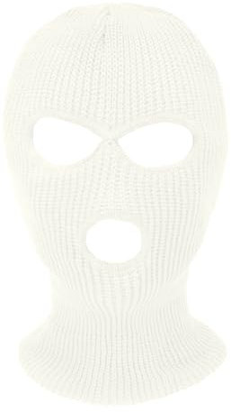Mulor Skimaske Herren - Winddichte Thermal Kapuze, Motorrad Maske, Sturmhaube Winter für Damen, 3-Loch Multifunktions-Skimaske, Weiß 1 Stück