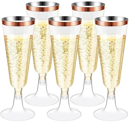 Sitayakuma Sektgläser Champagner Gläser Plastik, 25 Stück Wiederverwendbar Biergläser Sektflöten Sektkelch Cocktailgläser für Hochzeiten/Geburtstag/Junggesellenabschied/Jahrestag - 150ml