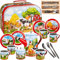 alles-meine.de GmbH 27 TLG. Set Picknick Koffer - Puppengeschirr/Teeservice & Kaffeeservice - Bauernhof Tiere - Geschirr aus Blech - Metall - Blechgeschirr - Kinderküche - Pi..