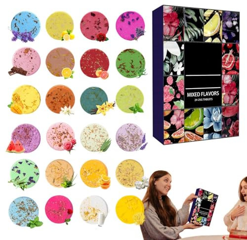 Adventskalender 2024 Frauen, Badebomben Adventskalender 2024, 24 Tages Baden Countdown Adventskalender Mit Badezusatz Für Kinder Erwachsene Frauen Mädchen Männer (1set)