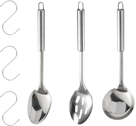 Edelstahl Servierlöffel 3er Set Massiv Suppenkelle Gelocht Schaumlöffel