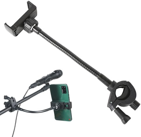 Soporte de teléfono genérico, soporte para teléfonos celulares, soporte de micrófono, 2. Soporte ajustable con manguera larga Gooseneck Arm for Drum Set, Music Studio, Club, Live Streaming, and