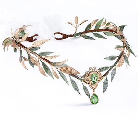 Vyqrx Schwarze Fee Waldelfen Stirnband, Geweih Blumenkrone Haarreif, Elfenkopfschmuck für Halloween, Cosplay Party, Damen und Mädchen