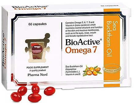 Pharma Nord Omega 7 | Sea Buckthorn Oil | Dry Eye Support | 60 Capsule | Sea Buckthorn Oil with natural Omega 7 to support healthy eyes, skin and mucous membranes | Premium Daily Supplement