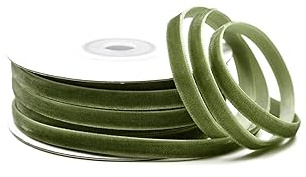 Creativery Samtband 6mm x 10m Rolle - Farbauswahl in 3/6/10/16/22/25/50mm - farbecht & waschbar - Schleifenband für Hochzeit - Geschenkband zum Verpacken Dekorieren Basteln - Moosgrün 570