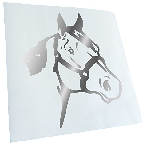 Kiwistar - Autoaufkleber - Chrom - 11,5x10cm Pferdekopf - Reitpferd - Dressurpferd - Heckscheibe Auto Aufkleber wetterfest für Kfz LKW Mofa Truck - Sticker außen selbstklebend Tuning Zubehör für