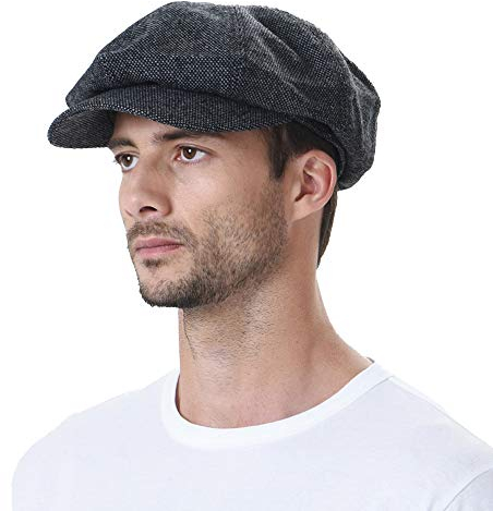 WITHMOONS Schlägermütze Golfermütze Schiebermütze Newsboy Hat Wool Felt Simple Gatsby Ivy Cap SL3525 (Black)