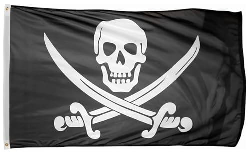 Time Roaming Pirate Jack Rackham Polyester-Flagge mit Messingösen, 90 x 152 cm