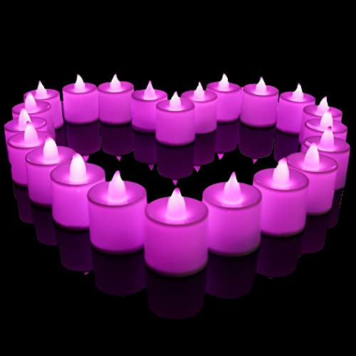 LED-Kerzen, batteriebetrieben, flammenlos, 24 Stück Rose