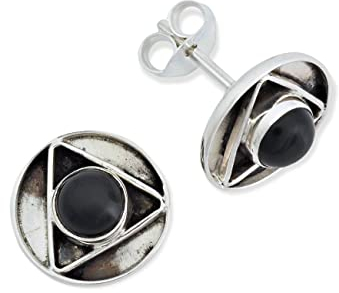 Ohrstecker 925 Silber Onyx schwarzer Stein Edelstein Ohrringe echt Silber Damen Sterling Silber Stecker Geschenk(MOS-053-03)