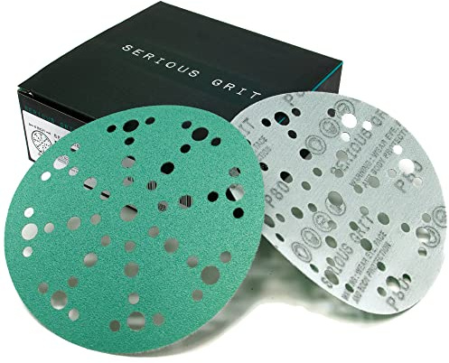 Serious Grit - 6-Inch 49-Hole P80 Grit Sanding Discs - 50 Pack Box
