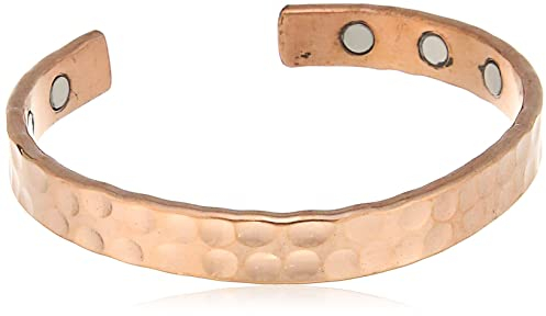 Touchstone Copper Magnetarmband im tibetischen Stil. Handgeschmiedet aus massivem und hochfestem reinem Kupfer. Gehämmerter Look.