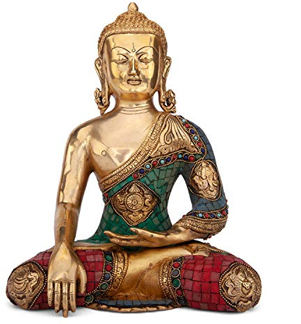 Buddha Statue Mehrfarbig, ca. 30 cm