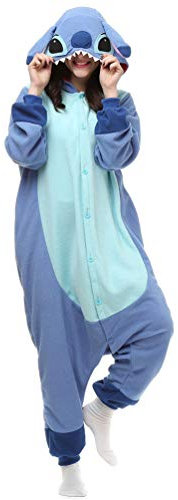 zhaojiexiaodian Pijama de Animales, para Mujeres, Hombres, para Dormir, Disfraz, Dibujos Animados Azul Stitch (FR/ES, Letras, XL, Azul)