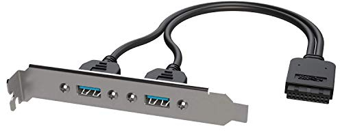 LINKUP - Dual USB 3.0 Type-A Female Panel Mount to Motherboard USB 3.0 Internal IDC 20 Pin Header Adapter