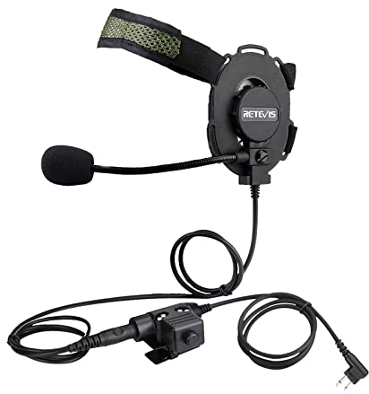 Retevis Hochwertiges taktisches Headset Militär-Headset Kompatibel mit Motorola CP040 DP1400 GP300 GP2000 Hyera Midland 2-Wege-Radio (1 Stück)