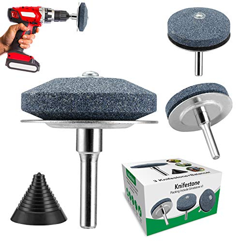 【New】LawnMower Blade Sharpener with Steel Backing 3Pack,Universal Multi-Sharp Rotary Lawn Mower Blade Sharpener and Free Balancer for Any Power Hand Drill,high temperature resistance and hardness