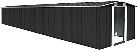 vidaXL Abri de Jardin Cabane à Outils Abri de Rangement Hangar de Stockage d'Outils Remise d'Extérieur Anthracite 257x779x181 cm Acier Galvanisé