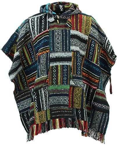 LOUDelephant Kapuzenponcho aus 100 % gewebter Gheri-Baumwolle, mexikanischer Stil, Uni, Einheitsgröße, für Männer und Frauen, zum Entspannen in warmem kaltem Wasser, zum Wechseln des Patchworks,