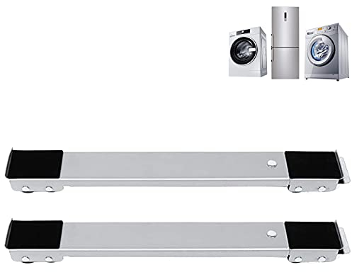 2 Pieces Mobile Washer Dryer Units Base Stand,Adjustable Multifunctional Refrigerator Stand Base Furniture,Non-slip with Lock Fixed,Suitable for Refrigerator/Washing Machine/Cabinet/Sofa/Wardrobe Et