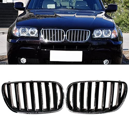 HZYCKJ Front Kühlergrille für BMW E83 X3 2007-2010 Front Center Nierengitter Grill Single Slat Gloss Black One Slat