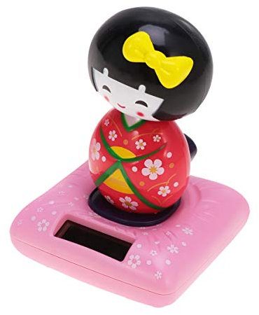 Holibanna Solar-Bobble-Spielzeug Kopfschüttelnde Puppe Swing Kokeshi+Puppe Asiatische Kimonopuppe Auto Armaturenbrett Verzierung Solar-tanzpuppe Dashboard-Figur ädchen Japan Schwingen